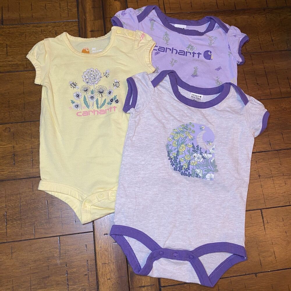 Bundle of Carhartt Baby Girl's Bodysuits Size 6 Months